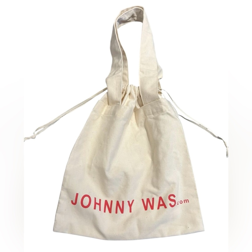 Johnny Was Cream Drawstring Canvas Bag Weekend Work Grocery Work out Bag
